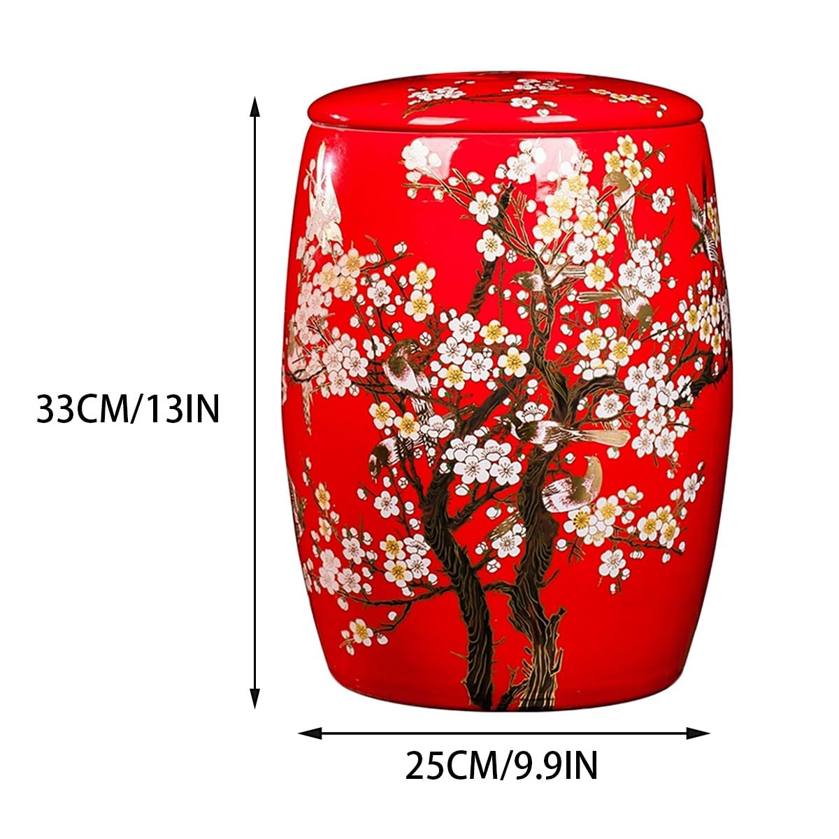 Premium 5KG/10KG/15KG/25KG Ceramic Rice Storage Container - Airtight Food Dispenser for Rice, Beans, Grains & Dry Foods - Classic Dark Red Grain Bin (10KG) - Perfect for Kitchen Pantry Organization & Bulk Food Storage