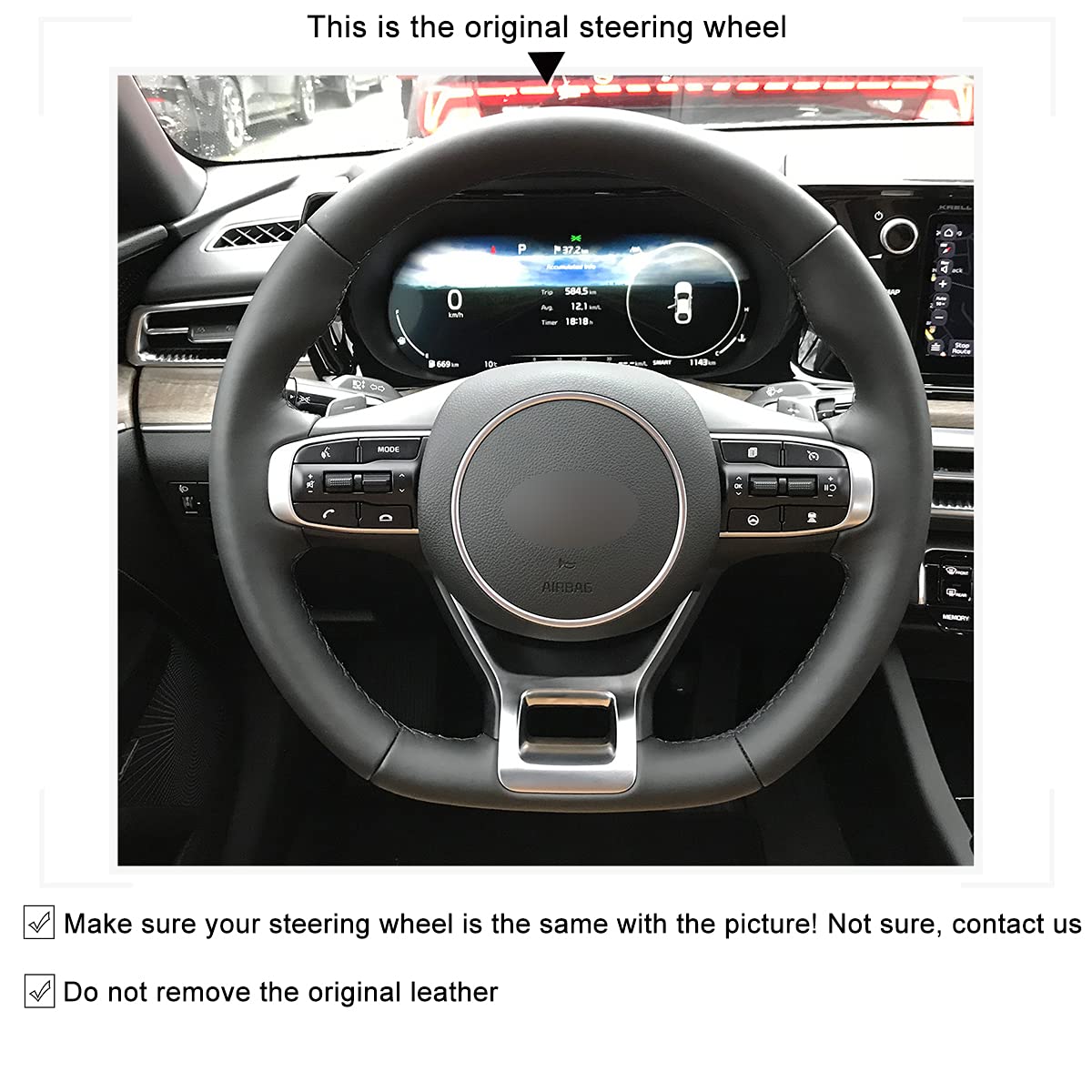 Premium Matte Carbon Fiber & Red Perforated Leather Steering Wheel Cover for 2021-2022 Kia Optima/K5 GT GT-Line - Anti-Slip Grip, Enhanced Comfort & Style - Perfect for Daily Commutes & Sporty Driving