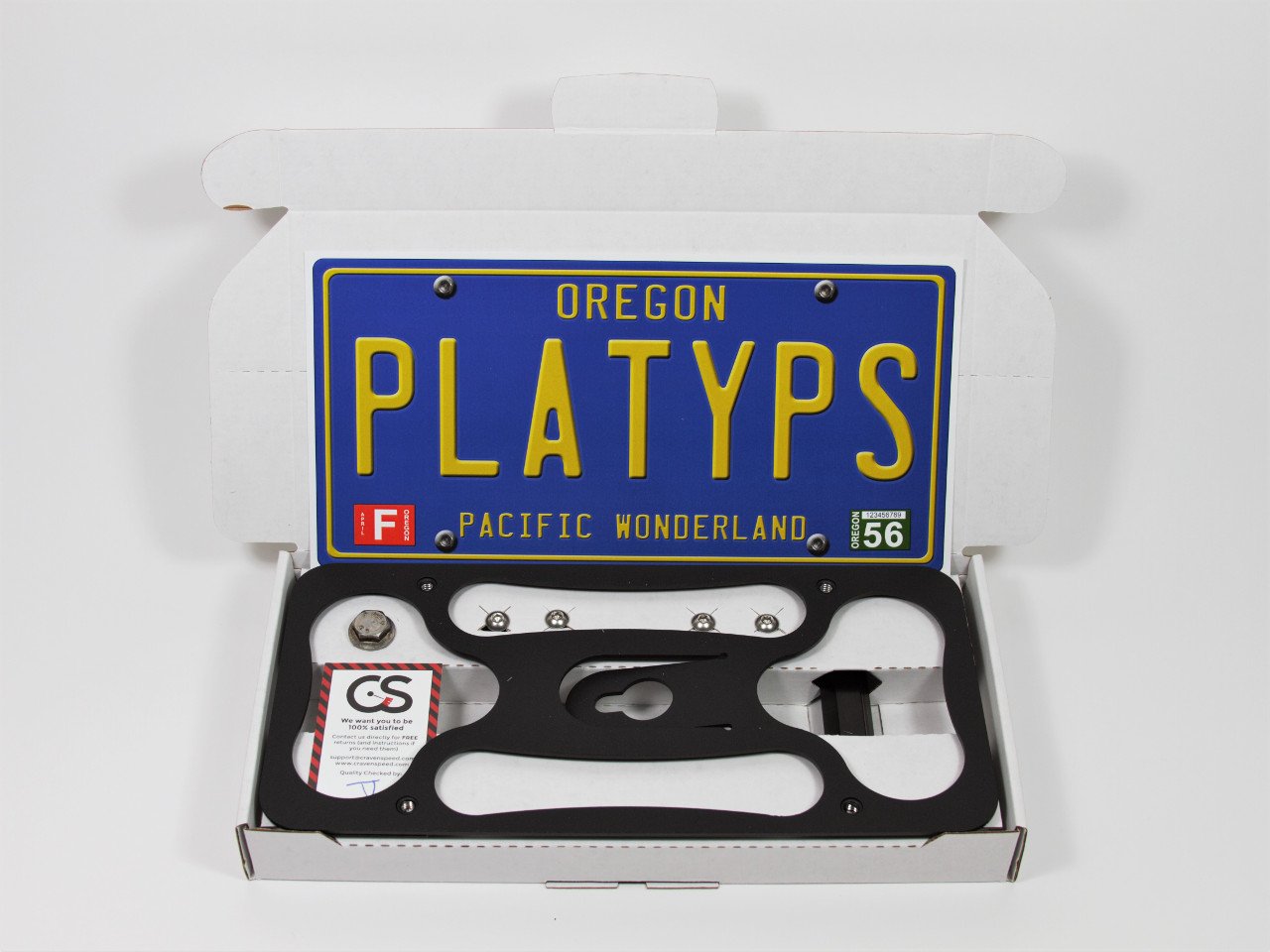 CravenSpeed Platypus No-Drill License Plate Mount for Porsche Boxster & Cayman (2013-2016) | Quick Installation Stainless Steel & Aluminum Bracket | USA Made | Front Bumper Protection & Street Legal Compliance