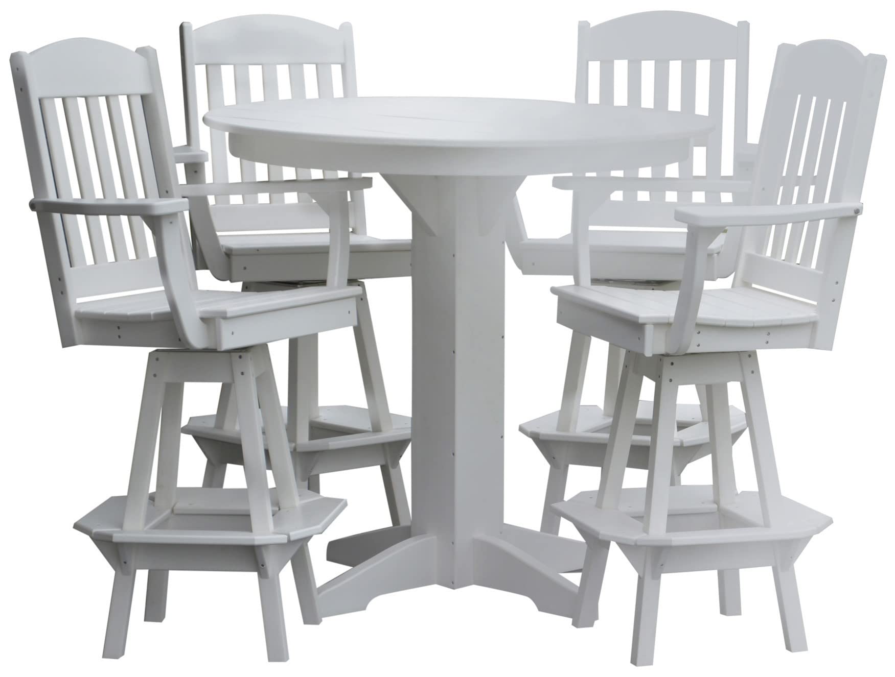 44-Inch White Poly Lumber Round Bar Table for Outdoor & Indoor Use - Durable Patio Furniture by Furniture Barn USA - Perfect for Dining, Entertaining & Backyard Decor
