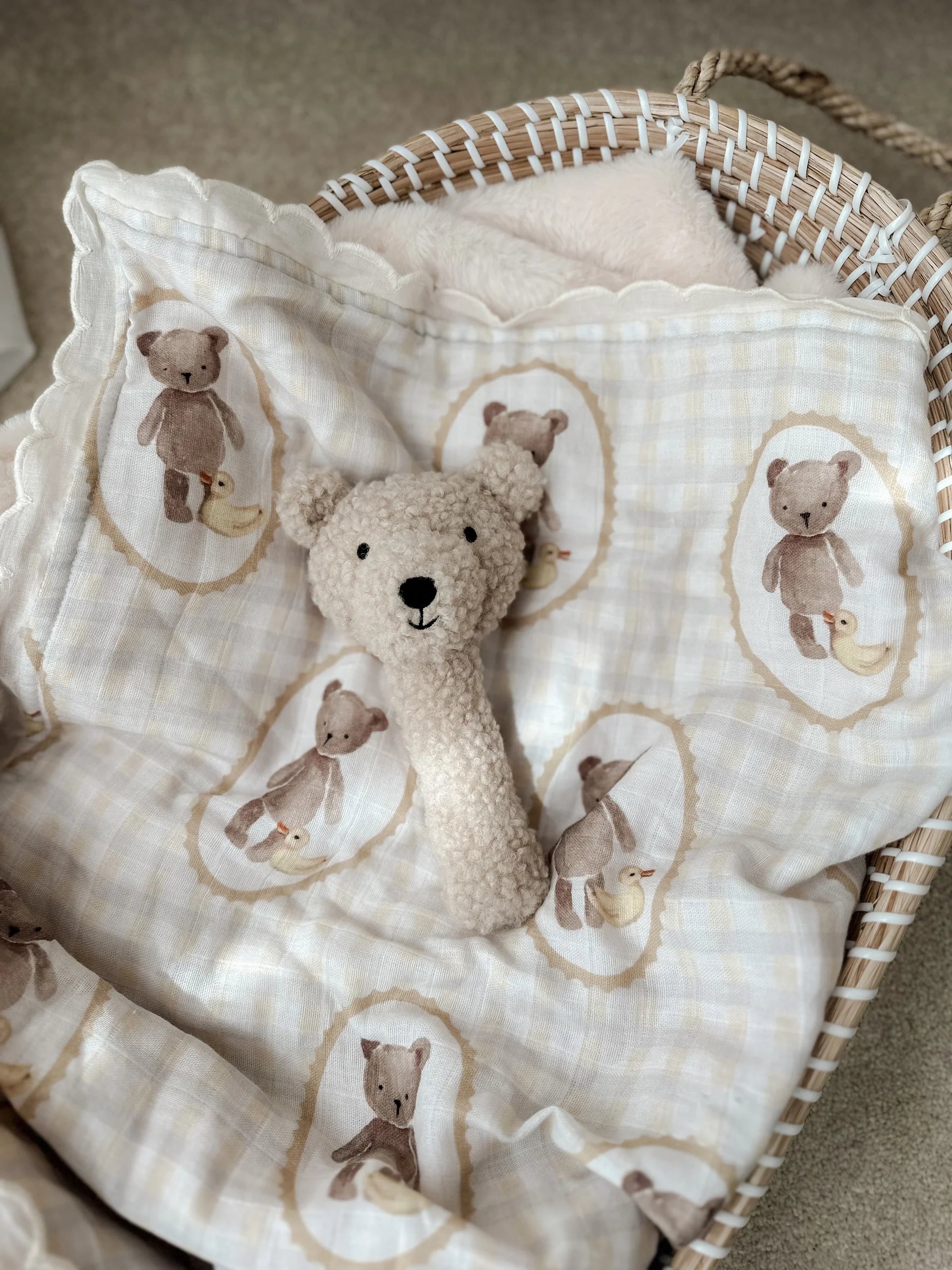Pop Ya Tot Little Teddy Rattle Toy - Soft Plush Baby Shaker for Newborns & Infants - Perfect for Playtime, Nursery Decor, and Sensory Development