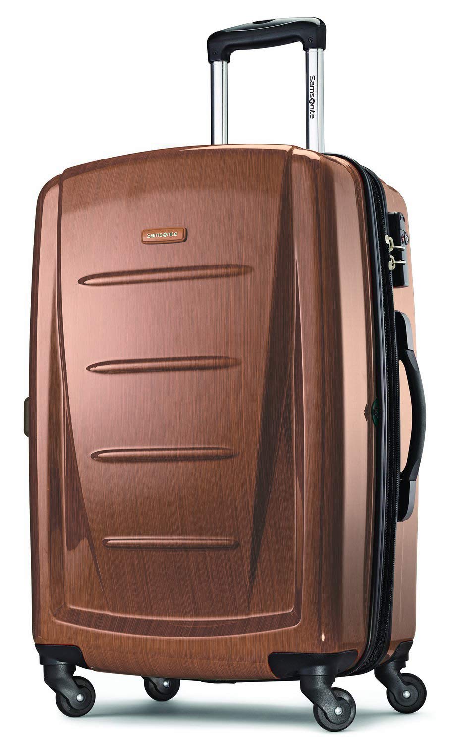 Samsonite Winfield 2 Hardside Spinner Luggage 24-Inch Checked Medium Suitcase - Rose Gold | Durable Lightweight Travel Bag for Business Trips & Vacations