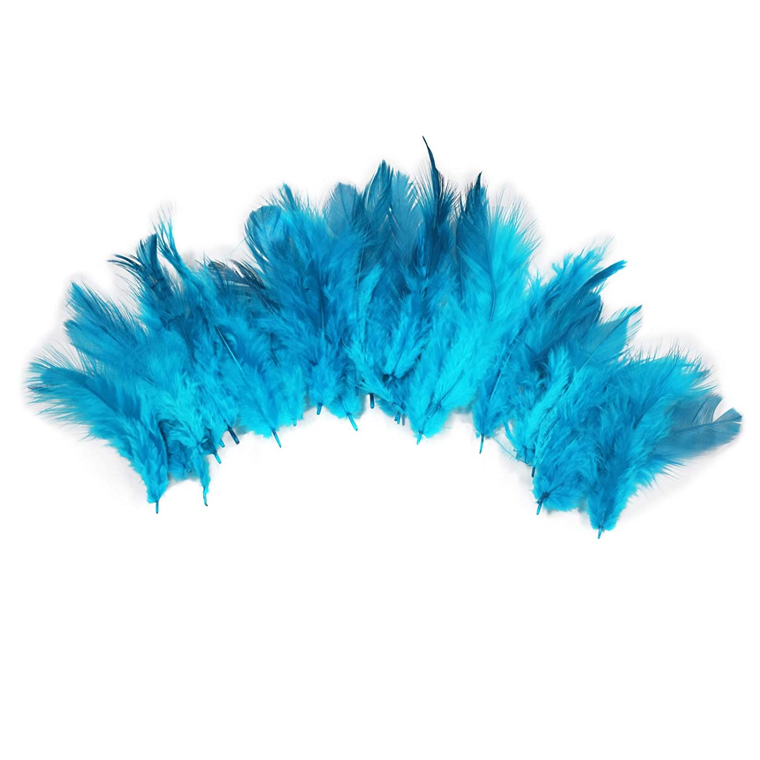 Natural Dyed Feathers for Dream Catchers - 80pc Turquoise Craft Feathers for Jewelry Making, DIY Art, Home Decor & Bohemian Decorations | Perfect for Dream Catchers, Hair Accessories & Scrapbooking