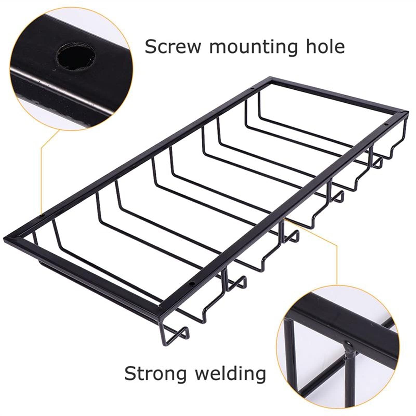 AISHANBAIHUODIAN Black 5-Slot Iron Art Glass Cup Holder - Durable Wine Glass Rack & Hanger for Bar, Kitchen, or Home Decor - Perfect for Organizing Stemware and Saving Counter Space