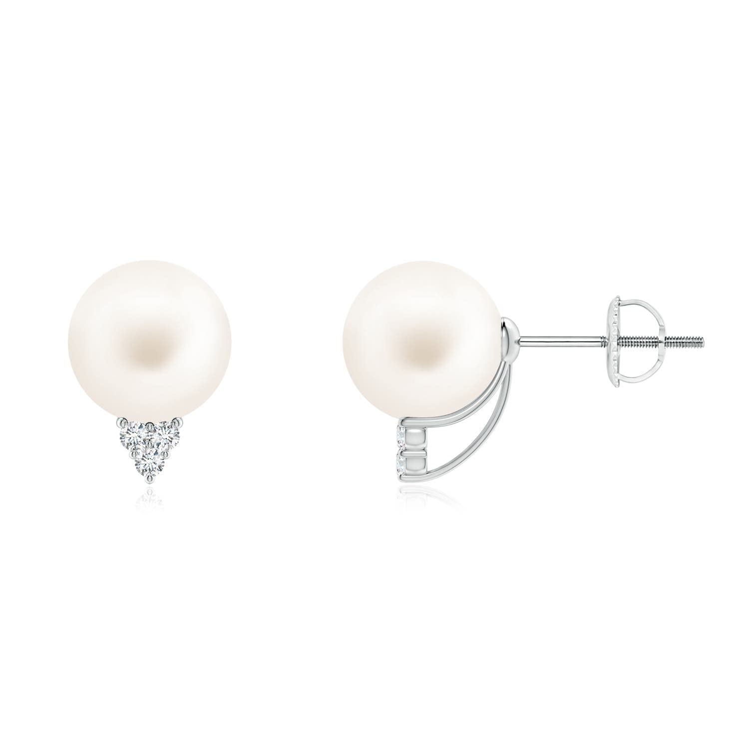 ANGARA 14K Solid Gold/Platinum Freshwater Cultured Pearl Stud Earrings for Women | June Birthstone Jewelry Gift for Her | Birthday, Wedding, Anniversary | Perfect for Everyday Wear, Office & Special Occasions