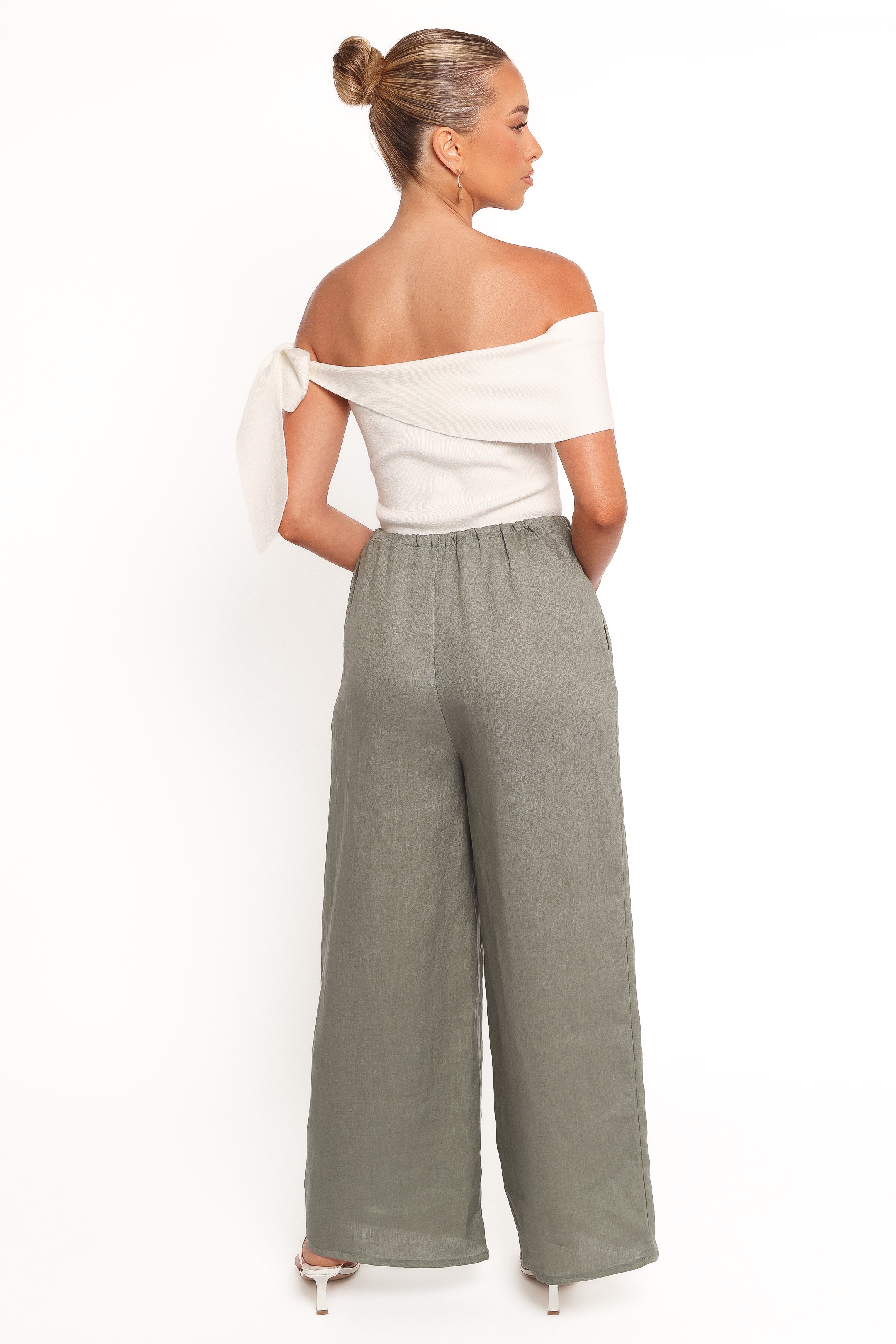 Clairo Linen Pants for Women - Olive Green High Waisted Wide Leg Trousers | Comfortable Summer Casual Pants for Office, Travel & Everyday Wear