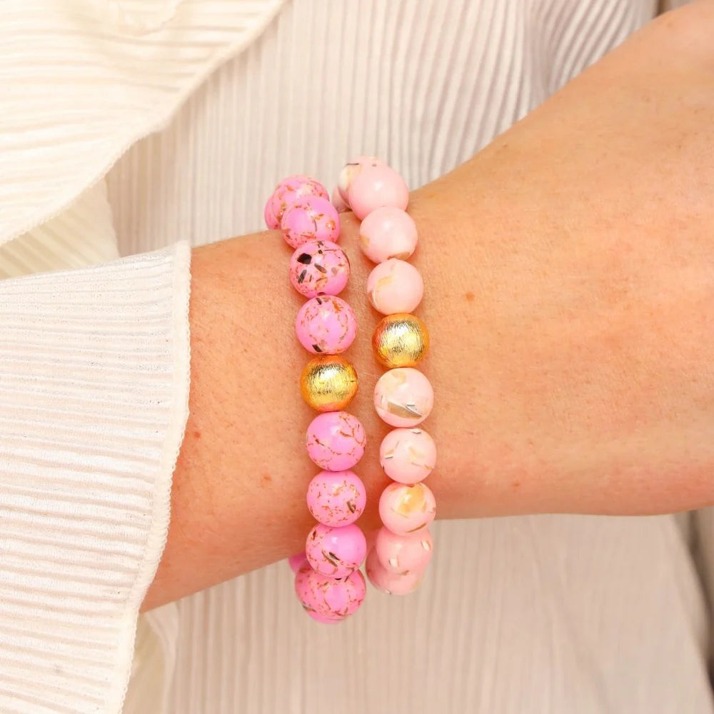 BuDhaGirl Pink Marble Beaded Bracelet - Elegant Handmade Jewelry for Women | Perfect for Everyday Wear, Yoga & Meditation Accessories