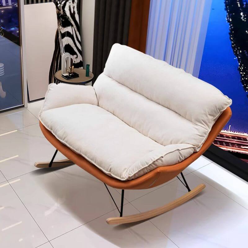 Comfortable Indoor Light Wood Rubberwood Spindle Rocking Chair - Scratch Resistant with Removable Cushions - Perfect for Nursery, Living Room & Relaxation