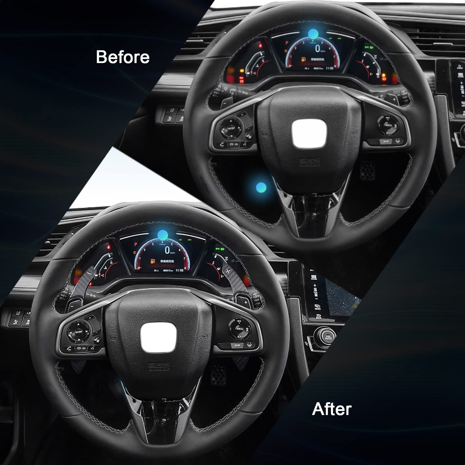 Premium Real Carbon Fiber Steering Wheel Shift Paddle Extender - Compatible with Honda Civic, Accord, CR-V, Odyssey & Acura MDX, RDX - Car Accessories for Enhanced Driving Performance & Sporty Look (Racing, Daily Commute, Car Enthusiasts)