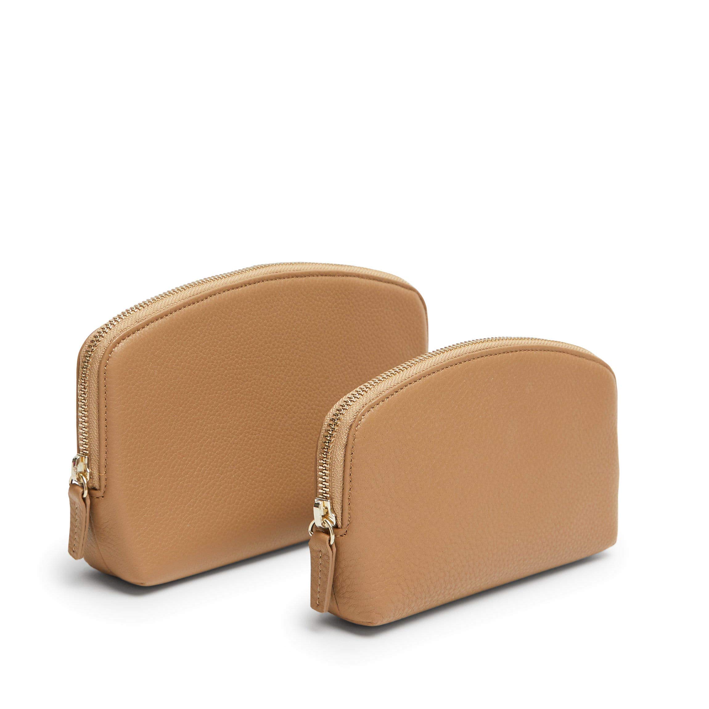 Premium Leather Makeup Bag Set for Women - Small & Medium Cosmetic Organizer Pouch | Travel, Gym & Everyday Essentials Storage
