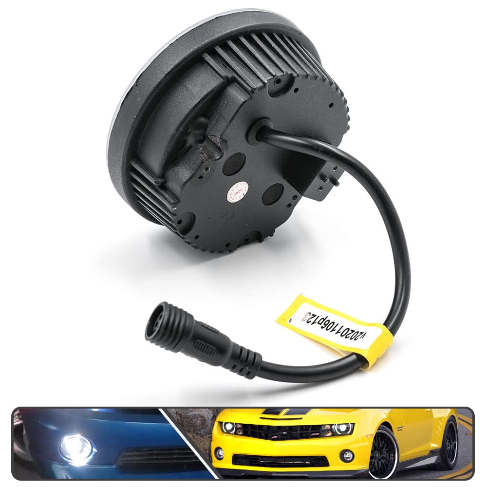 2Pcs White LED Fog Lights Daytime Running Lights (DRL) for Chevy Camaro 2010-2013 - Smoked Lens Round LED Fog Lamps - Perfect for Night Driving & Enhanced Visibility in Foggy Conditions