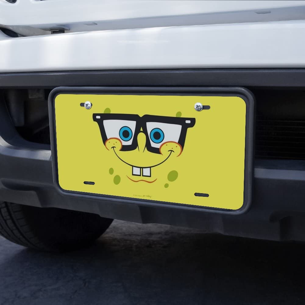 Spongebob Nerd Face Novelty Metal Vanity License Plate - Fun Car Accessory for Spongebob Fans | Perfect for Cars, Trucks, Motorcycles & Room Decor