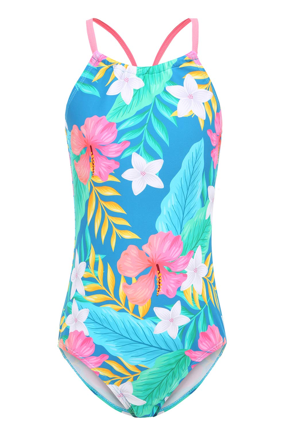 Rainbow Striped One Piece Swimsuits for Girls - Cute Bathing Suits for Kids, Beach, Pool & Summer Vacation