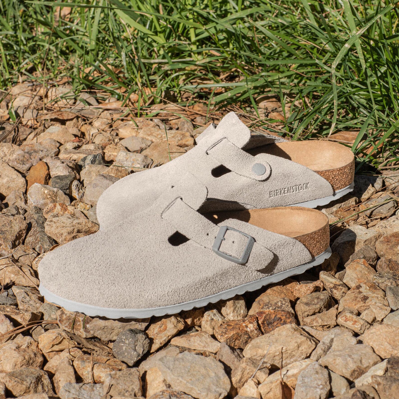 Birkenstock Boston Narrow Clog for Women - Stone Coin Suede Leather Comfort Shoes | Perfect for Home, Office & Casual Wear
