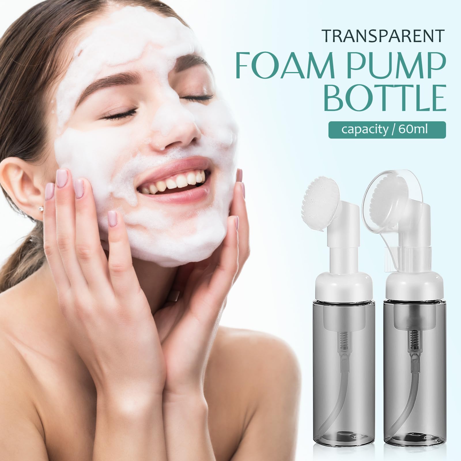 6 Pack Foam Soap Dispenser Bottles - 60ml Travel Size Foaming Pump Bottles for Hand Soap, Lotion & Shampoo | Portable Mousse Dispenser for Bathroom, Kitchen & On-The-Go Use