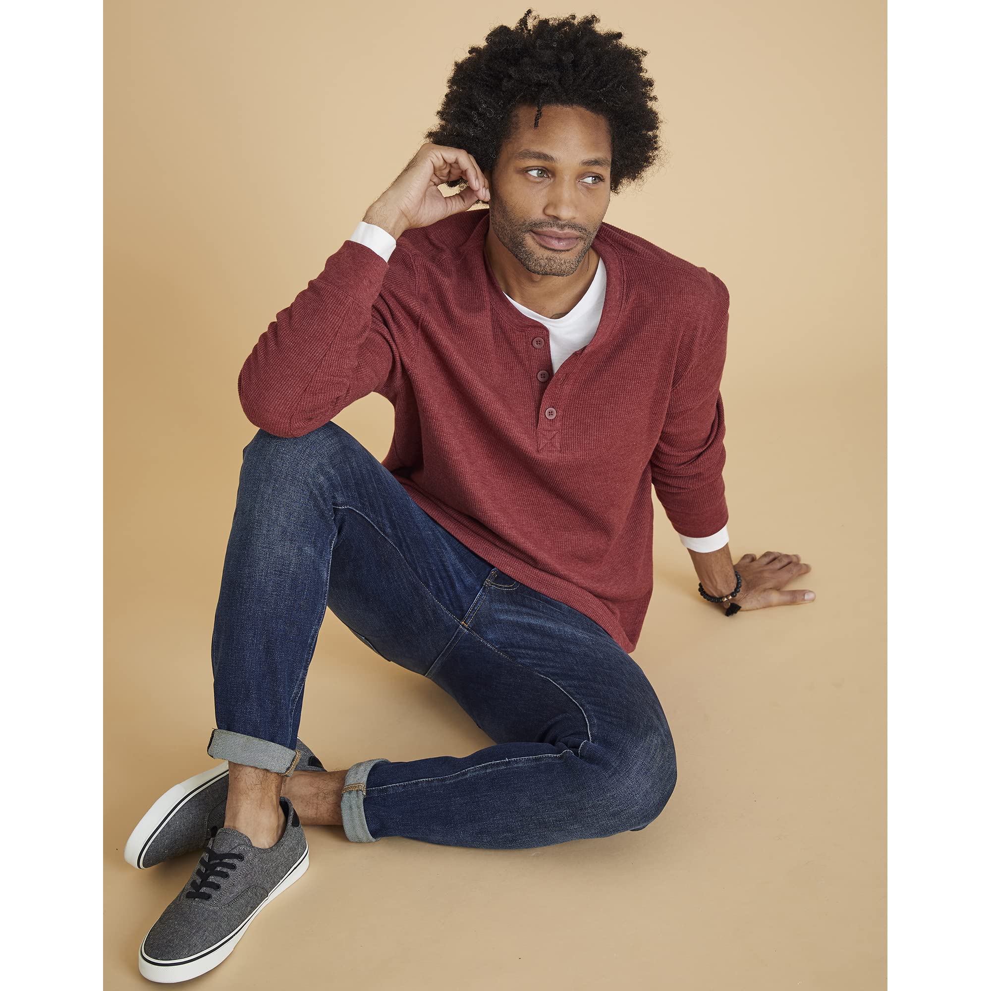Hanes Men's Beefy-T Cotton Long Sleeve Henley Shirt - Soft & Comfortable Casual Wear for Everyday, Work & Outdoor Activities