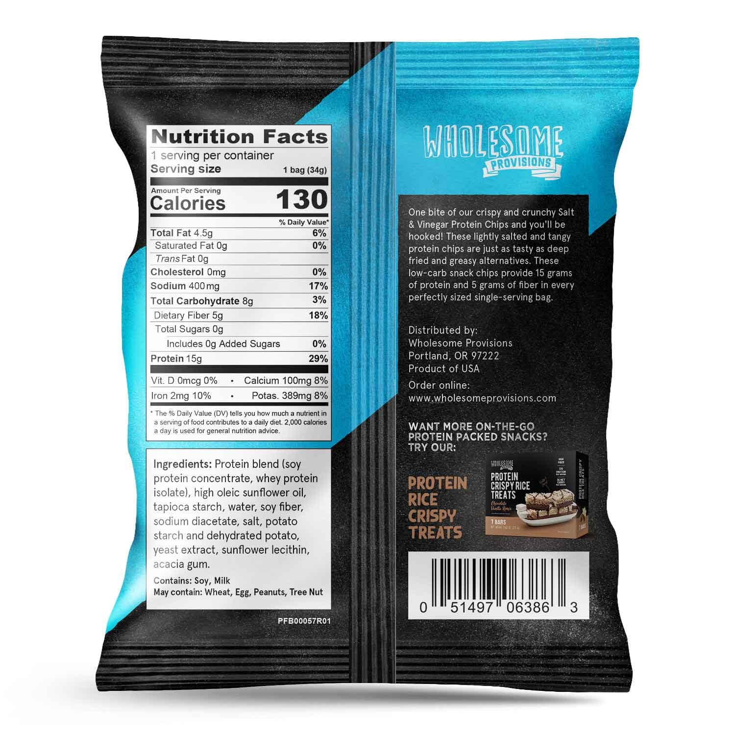 High Protein Chips - 15g Protein, 3g Net Carbs | Gluten Free, Keto & Low Carb Snacks | Crunchy Protein Crisps | Keto-Friendly | Made in USA (Sea Salt Vinegar Flavor, 1 Pack) | Perfect for Post-Workout Recovery & Healthy On-The-Go Snacking
