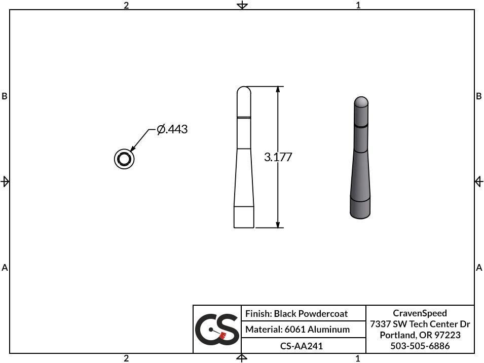 2007-2014 Chevy Silverado 1500 CravenSpeed Original Stubby Antenna - Short Car Radio Antenna Replacement for Improved Signal & Sleek Look | Perfect for Off-Roading & Daily Driving