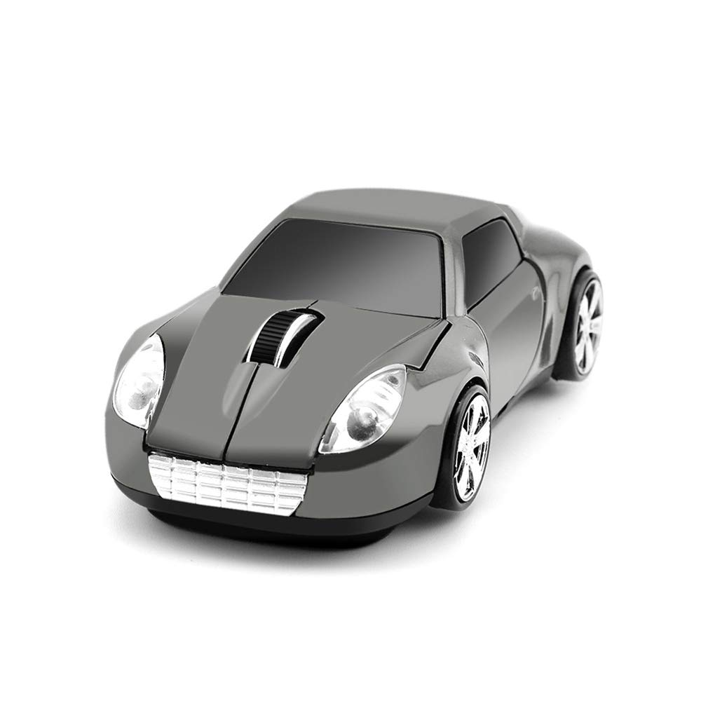 Wireless Sports Car Mouse - Optical USB Computer Mouse for PC & Laptop - Portable Mini Gaming Mouse (Gray) - Perfect for Office, Gaming & Travel Use