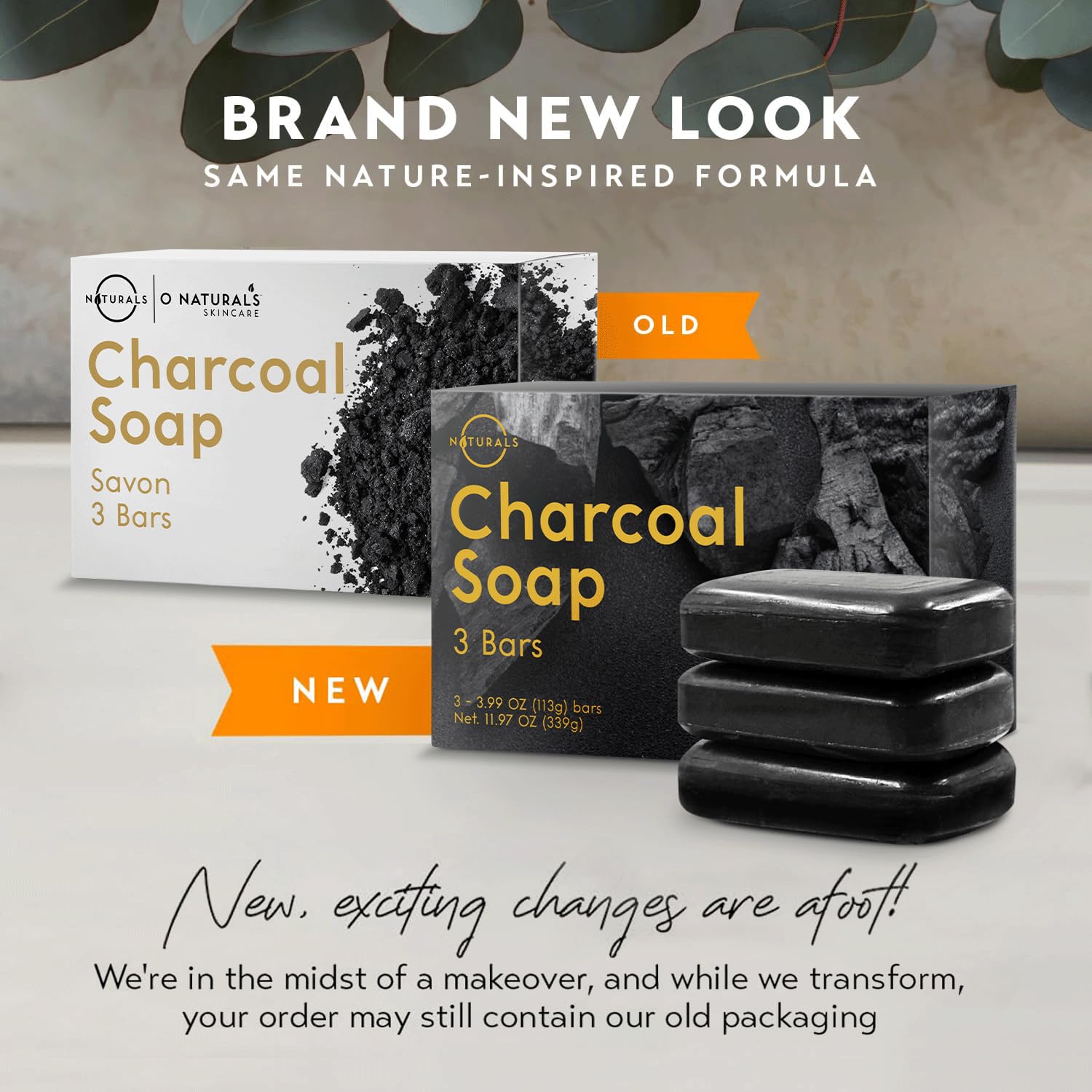 O NATURALS 3 Pack Activated Charcoal Soap Bar - Detoxifying Body Wash & Face Cleanser with Peppermint Oil & Shea Butter | 100% Natural Vegan Soap for Men & Women (4oz Each) | Perfect for Acne Treatment, Deep Cleansing & Skin Detox
