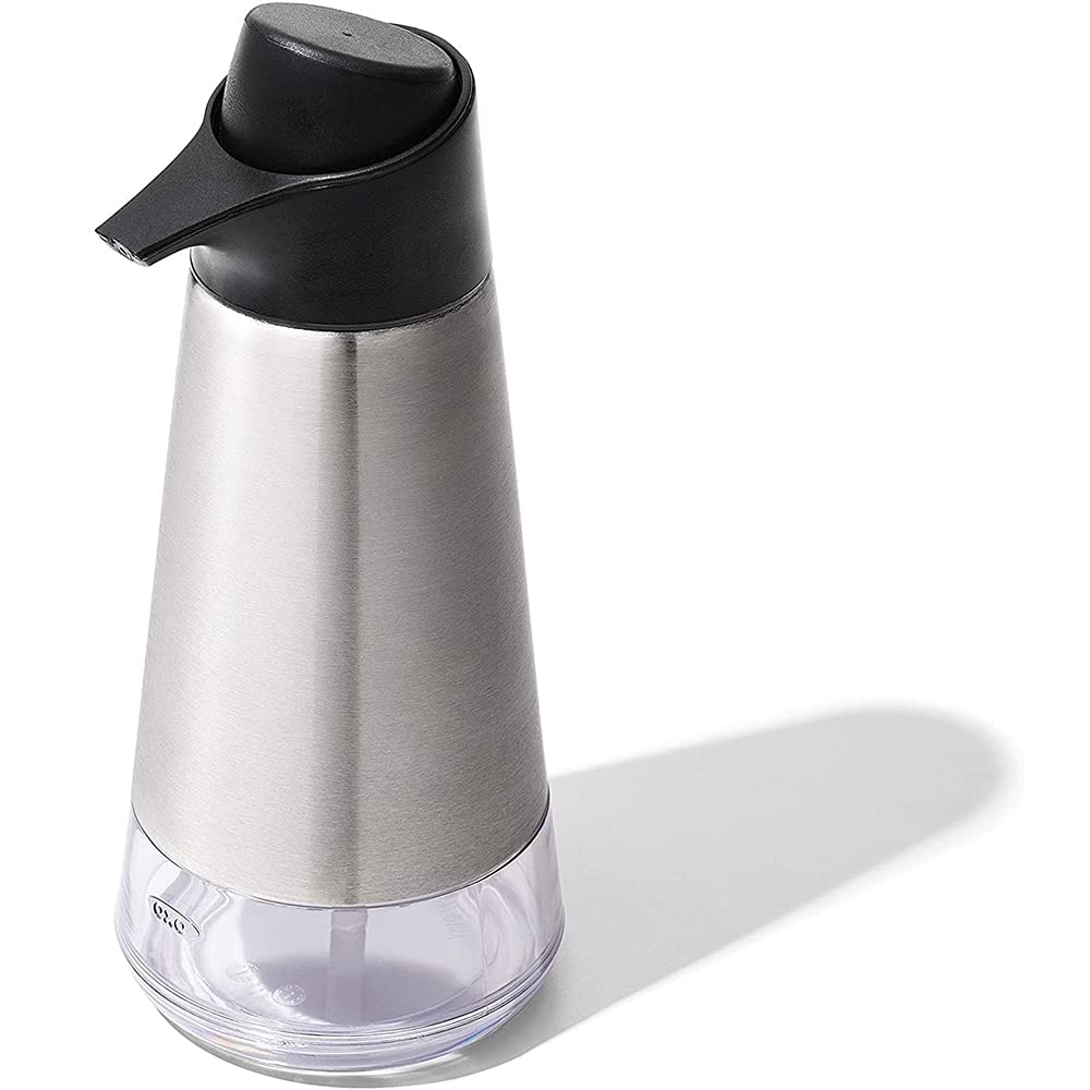 OXO Good Grips Stainless Steel Soap Dispenser - Hands-Free Automatic Liquid Soap Pump for Kitchen, Bathroom & Office - Easy Press Design for Mess-Free Use