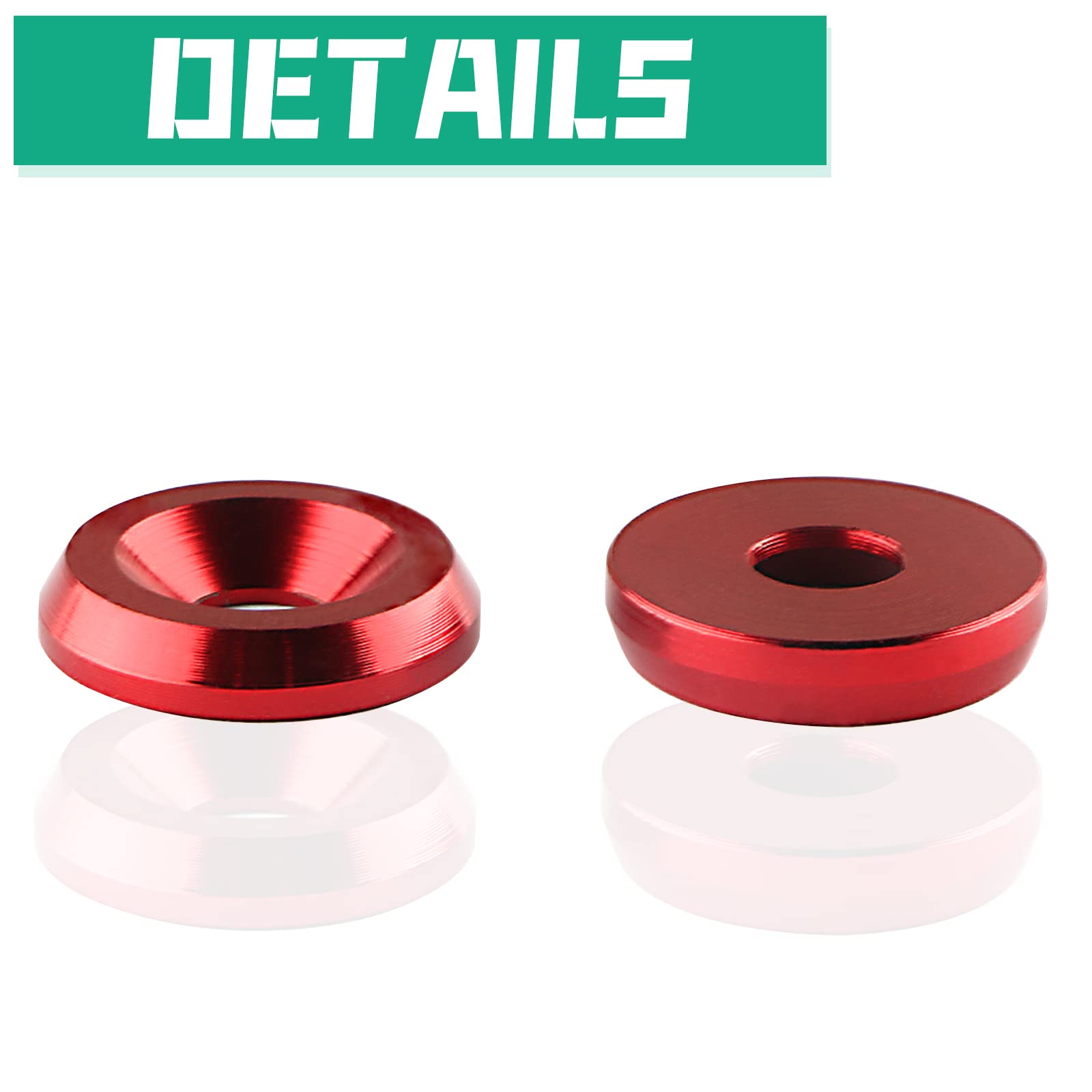 YESHMA 30Pcs M6x20mm Bumper Washers with Bolts - Red Aluminum Fastener Kit for Headlights & License Plates