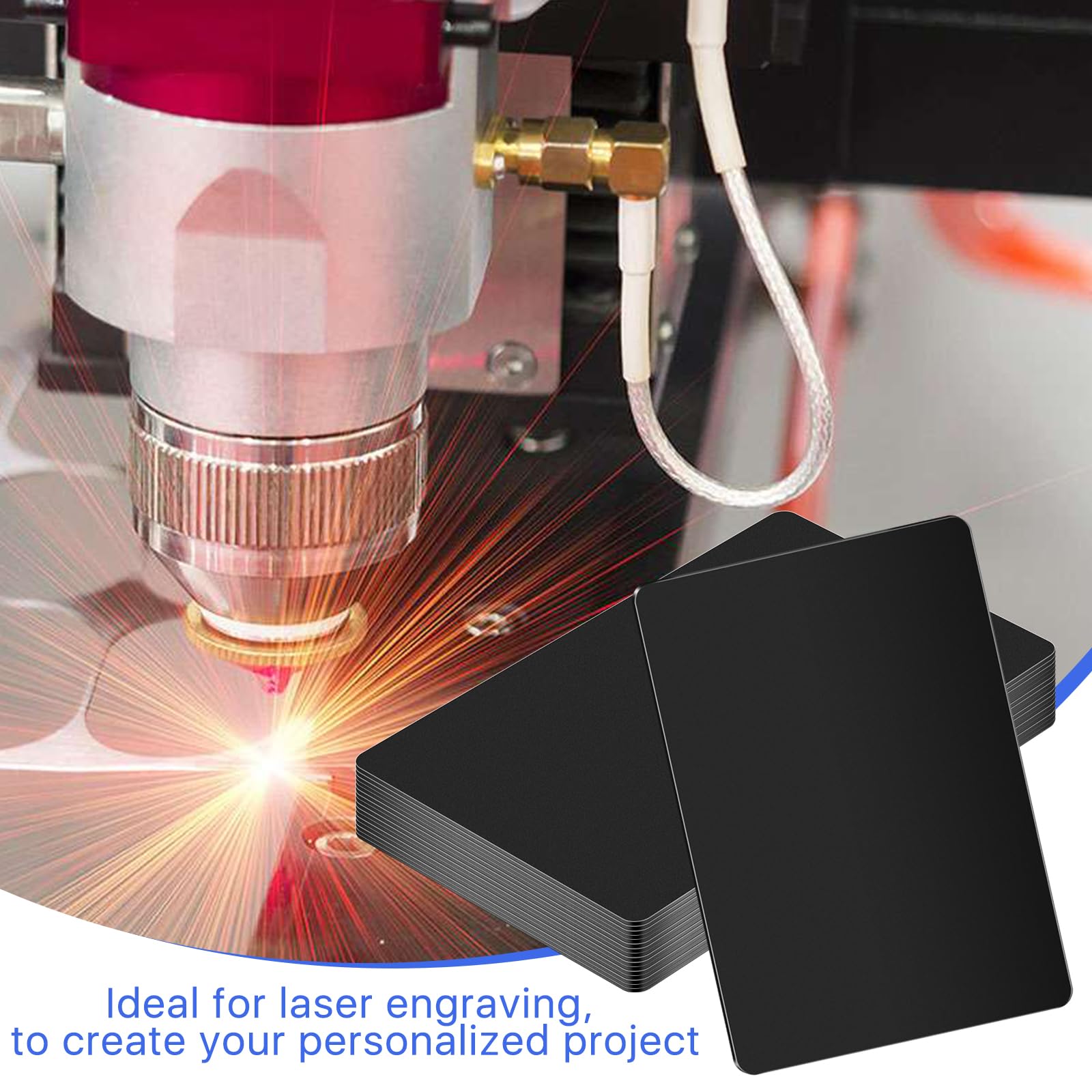 15 Pack 1mm Thick Black Aluminum Business Cards - Blank Metal Cards for Laser Engraving (3.34