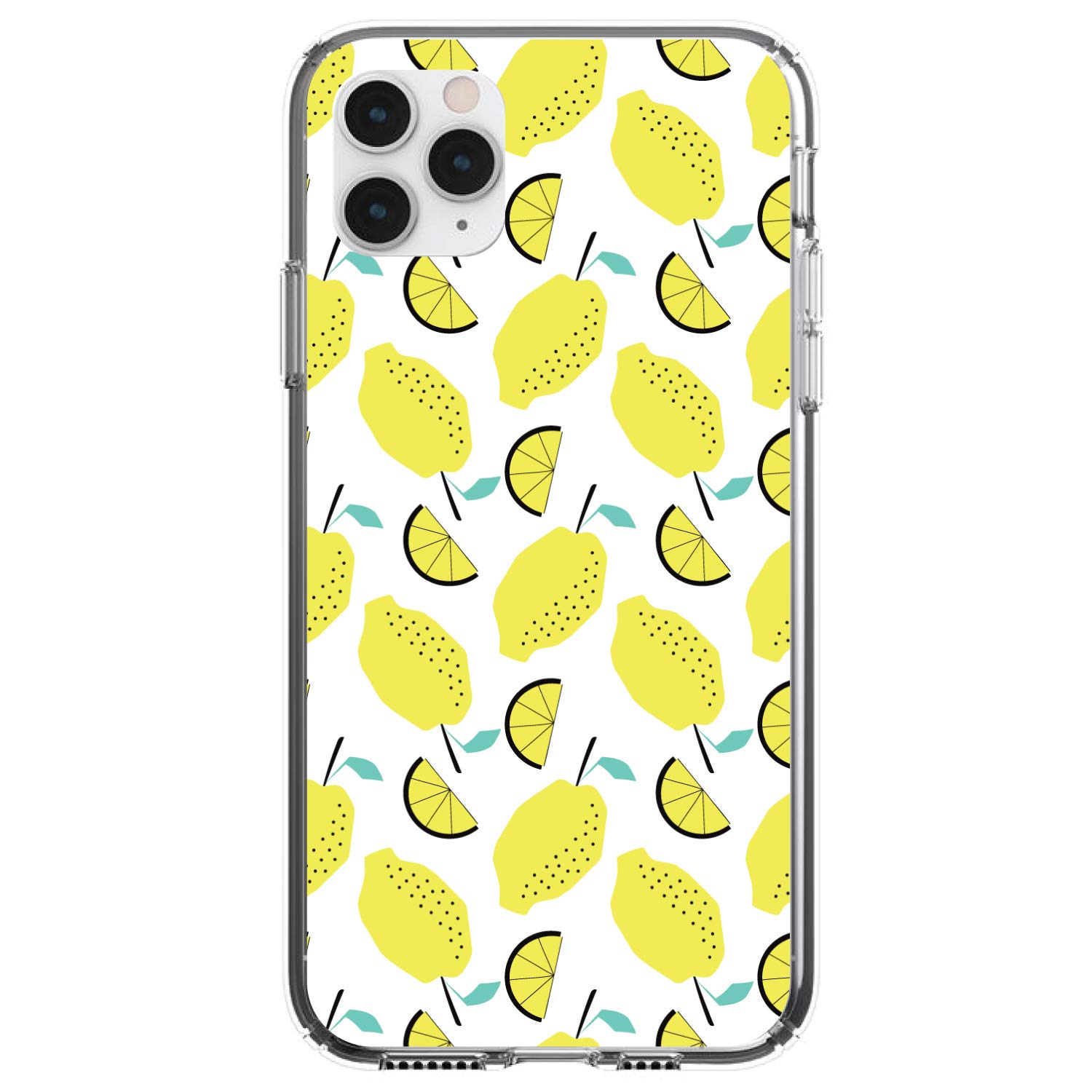 DistinctInk Clear Shockproof Hybrid Case for iPhone 13 Pro MAX (6.7 Inch) - Durable TPU Bumper & Acrylic Back with Tempered Glass Screen Protector - Summer Lemonade Pattern Design - Perfect for Outdoor Activities, Travel, and Daily Protection