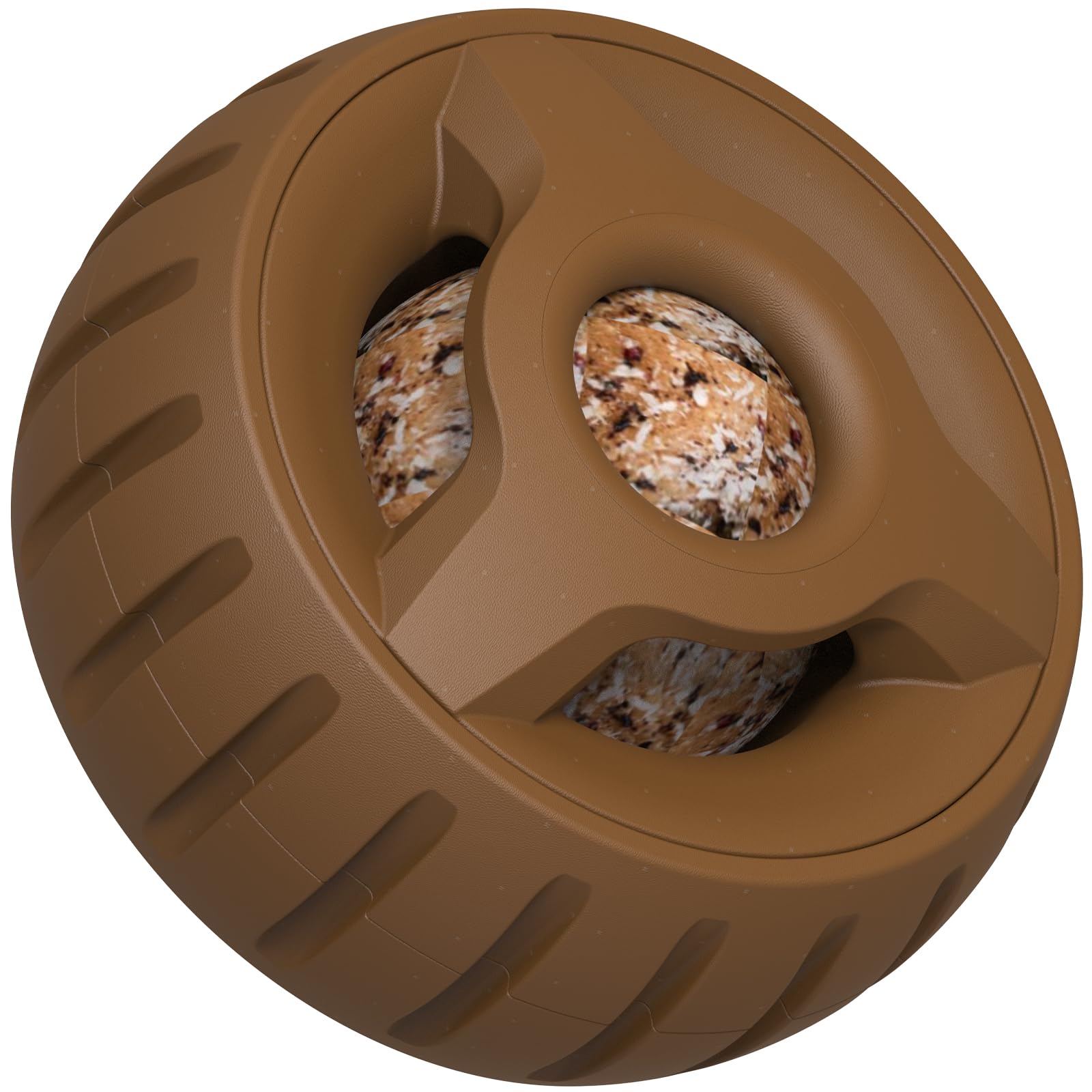 Long-Lasting Rubber Dog Chew Toy - Treat Dispenser & Freezer Mold for Medium/Large Dogs | Compatible with Woof Pops | Fillable Brown Dog Toy for Training, Teething Relief & Mental Stimulation