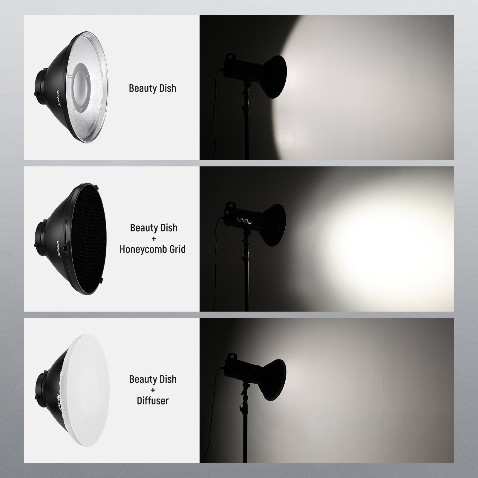 Professional NEEWER Studio Strobe Flash Light Reflector Beauty Dish for Photography - Perfect for Portrait, Fashion, and Product Photography