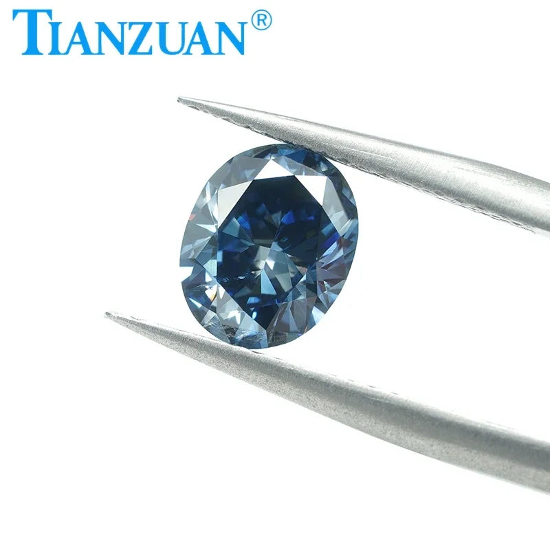 Lab Grown Diamond HPHT Oval Cut Fancy Vivid Blue Color VS2 2EX Loose Gemstone Bead with GEMID Certified - Perfect for Engagement Rings, Custom Jewelry & Unique Gifts