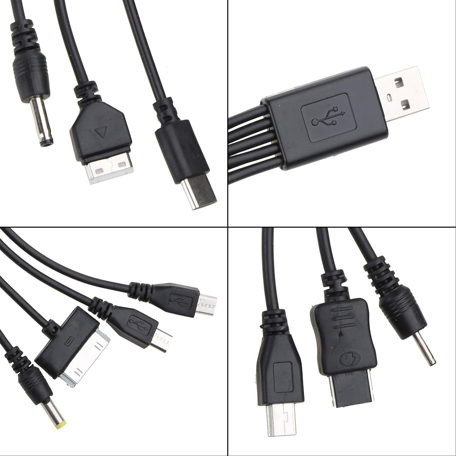 10-in-1 Universal USB Charging Cable - Multi-Device Fast Charger for iPhone, Android, Earphones & Speakers (20cm/7.87in) - Perfect for Travel, Office & Home Use