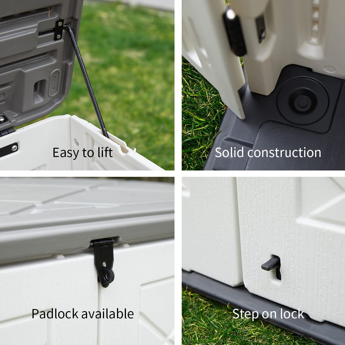 Waterproof Resin Outdoor Storage Shed 38 cu.ft - Lockable Garden Tool Organizer with Custom Shelves for Patio Furniture, Trash Cans & Garage Storage (Off White) | Perfect for Backyard, Deck & Outdoor Organization