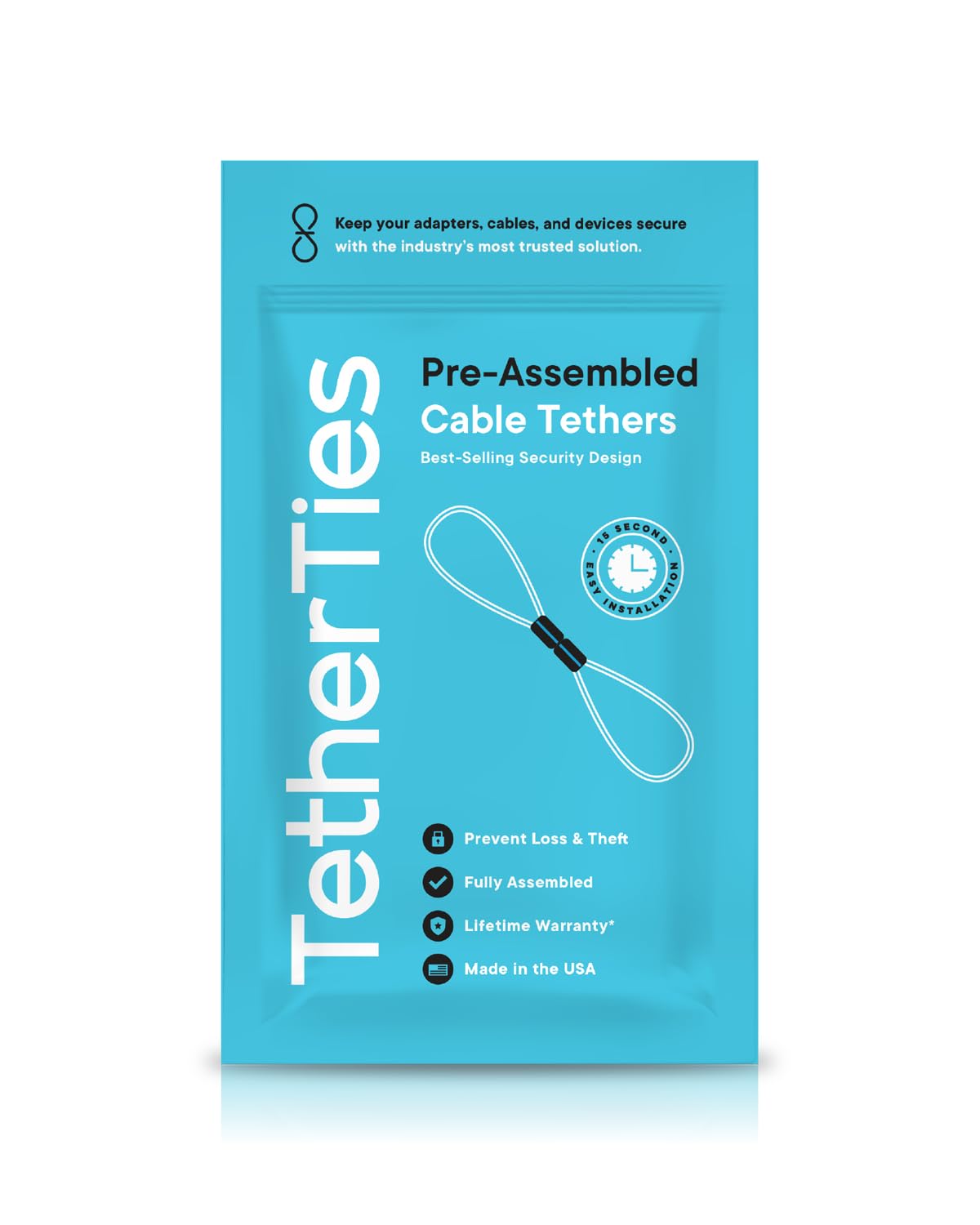 Heavy Duty Stainless Steel Cable Lock Kit - 30 Pack Black, Tamper-Resistant Pre-Assembled Security Tether for Laptops, Computers, Adapters & Dongles | Includes Free Crimping Tool for Easy Installation | Perfect for Office, School, Home & Travel Security