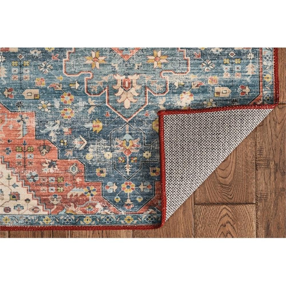 Linon Washable Langley Polyester 5'x7' Area Rug in Teal Blue - Soft & Durable Living Room Rug for Bedroom, Office, or Entryway Decor