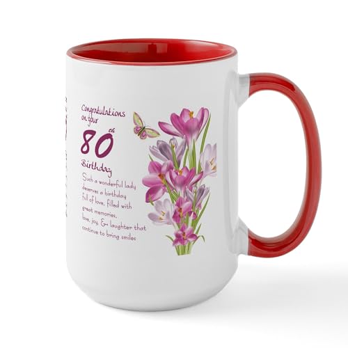 White/Red Inside - 80Th Birthday Crocus Gift Mug Mugs