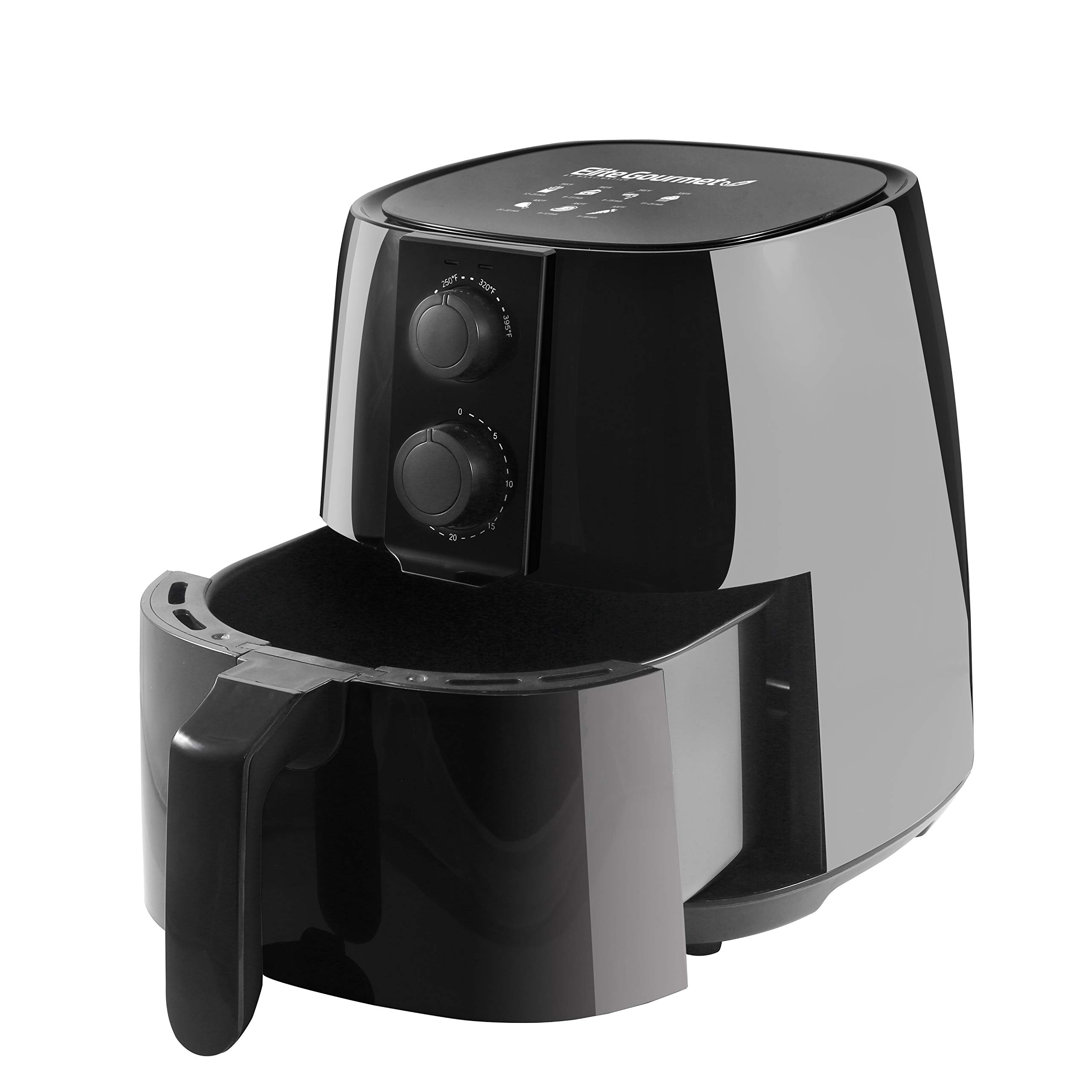 Elite Gourmet EAF4617 1350W Digital Air Fryer - 4 Quart Oil-Free Healthy Cooker with Timer & Temp Control - Perfect for Crispy Fries, Chicken Wings & Family Meals - Black