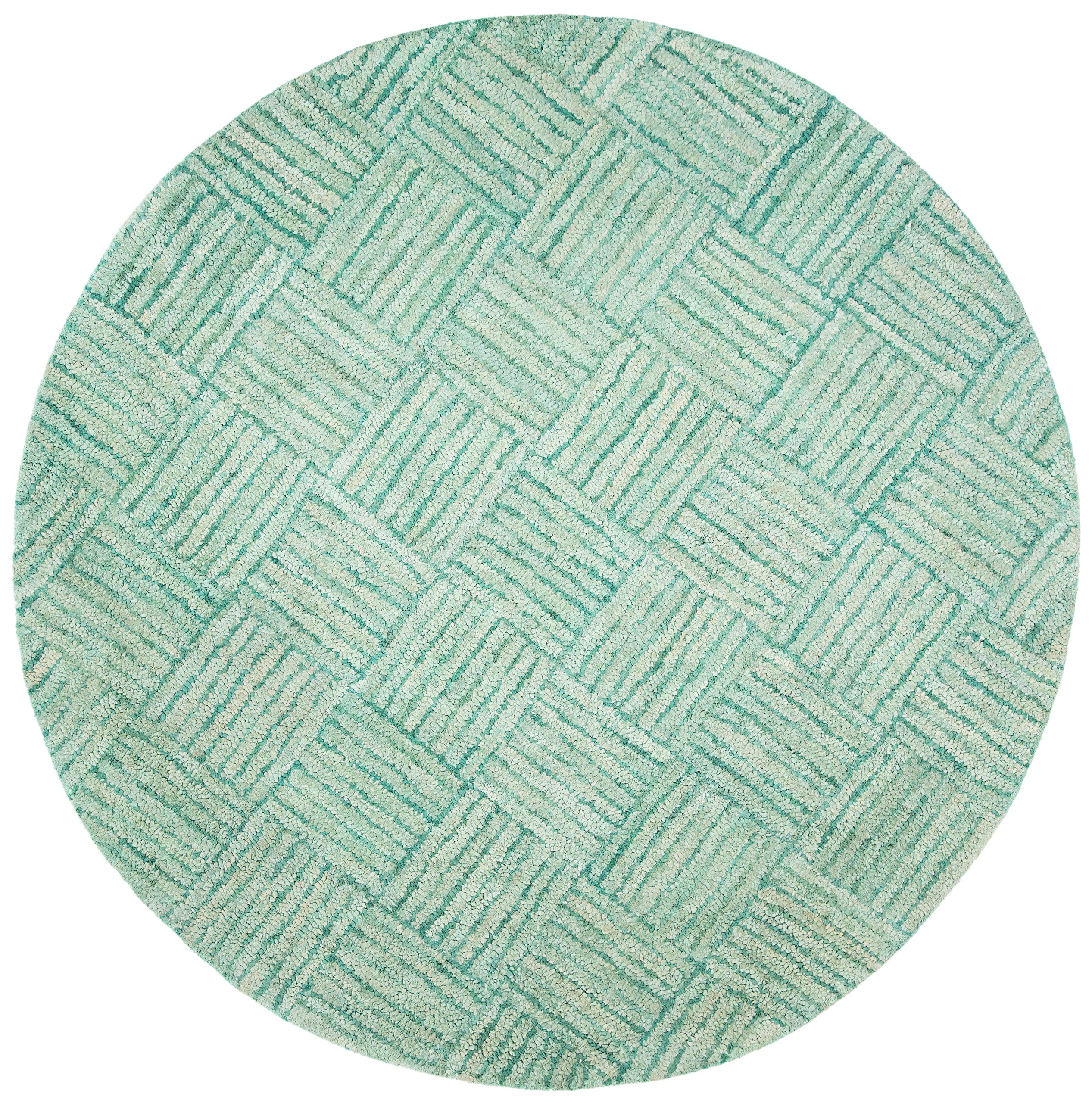 SAFAVIEH Nantucket Collection 6' Round Green/Multi Handmade Cotton Area Rug - Perfect for Living Room, Bedroom & Home Decor