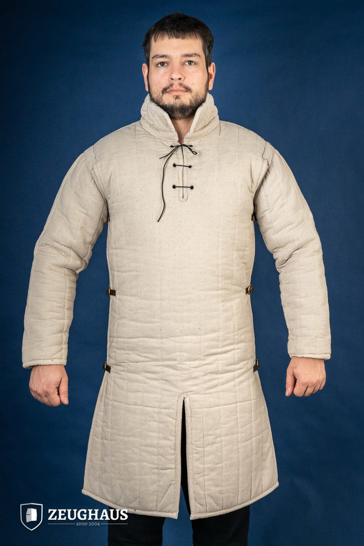 Medieval Gambeson with Adjustable Side Buckles - Natural Color - Perfect for LARP, Cosplay & Historical Reenactment