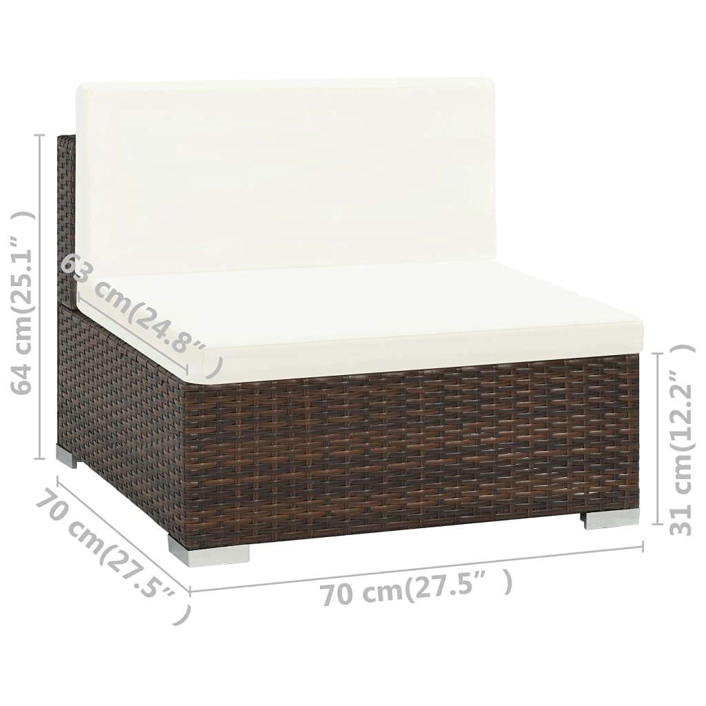 8-Piece Brown Poly Rattan Garden Lounge Set with Cushions - Outdoor Patio Sectional Sofa & Wicker Furniture for Backyard, Poolside or Terrace Relaxation
