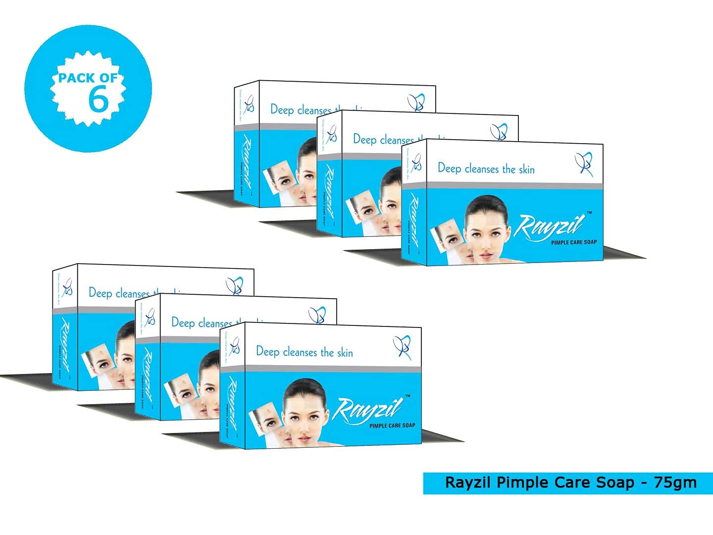Natural Acne Treatment Soap - Pimple & Dark Spot Remover for Clear Skin, Lightens Dark Circles (6 x 75g) | Daily Face Wash for Oily & Sensitive Skin
