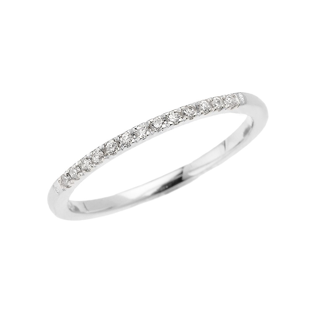 10K White Gold Dainty Diamond Stackable Ring for Women - Elegant Layering Rings for Everyday Wear, Anniversary & Wedding Gifts