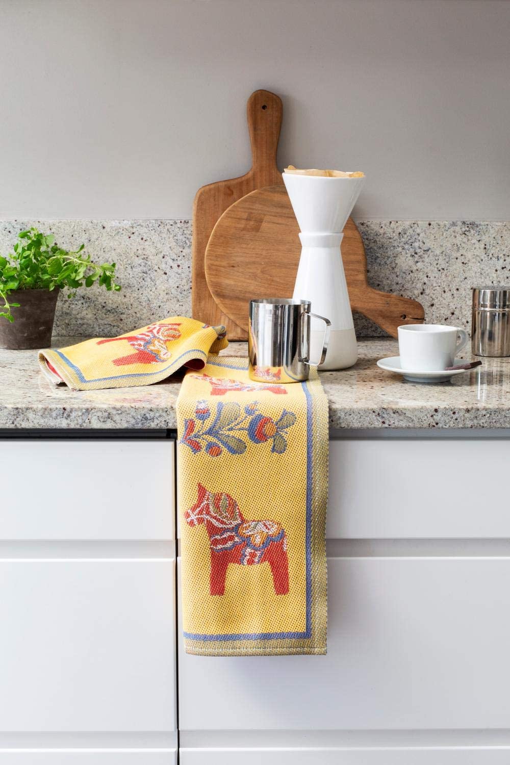 Ekelund Weavers Kurbitsblom Cotton Hand Towel - Traditional Swedish Design for Kitchen & Bathroom | Soft & Absorbent for Everyday Use