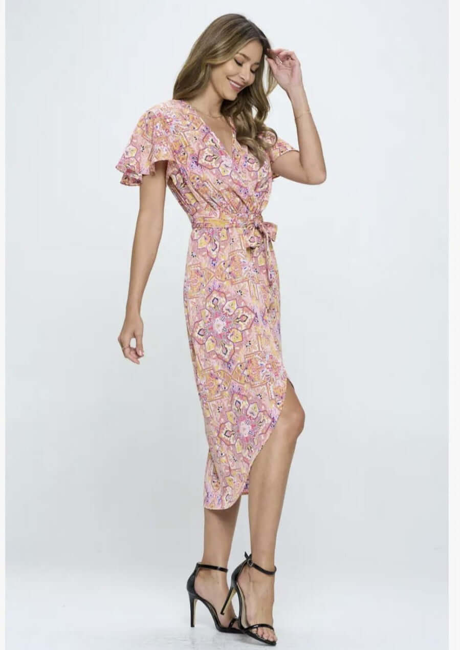 Elegant Tulip Hem Wrap Dress - Flirty & Feminine Women's Dress Made in USA | Perfect for Date Nights, Parties & Special Occasions