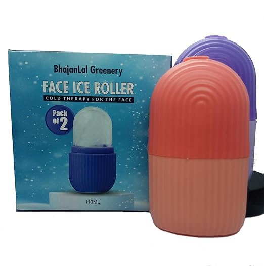 Ice Roller for Face - Cooling Facial Massager for Glowing & Tightened Skin, Reduces Puffiness & Dark Circles - 2 Pack (Pink & Blue) - Perfect for Morning Routine & Post-Workout Skin Care