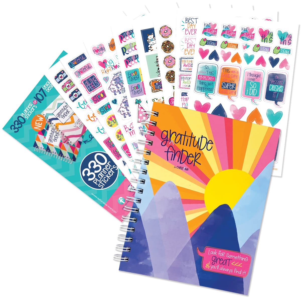 Christina's Gratitude Finder - 52 Week Non-Dated Inspirational Journal for Women, Teens & Girls with 330 Thankful Stickers | Daily Positivity & Self-Care Planner | Perfect for Mindfulness Practice, Personal Growth & Gift Giving