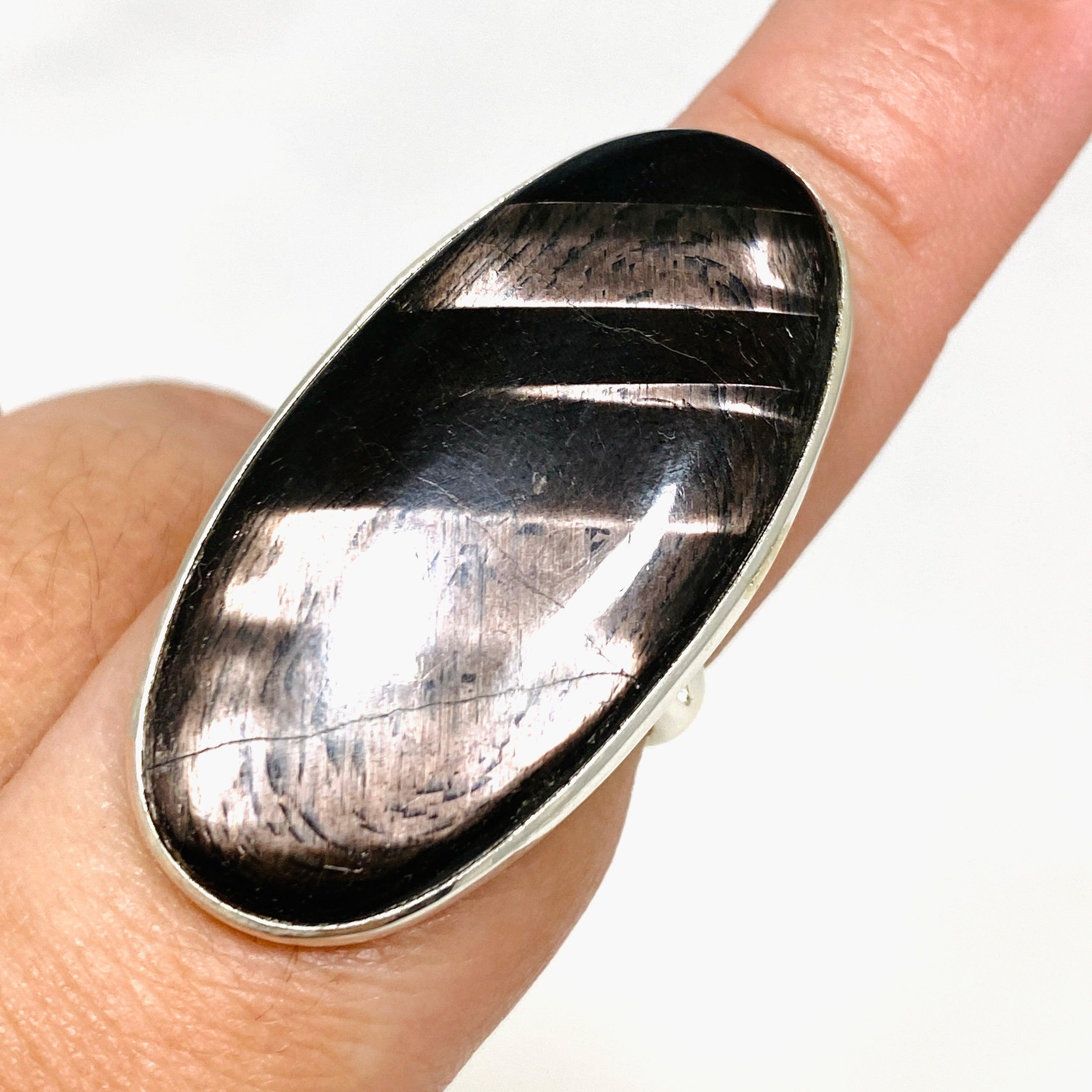 Hypersthene Oval Split Band Ring Size 9 KRGJ3147 - Elegant Gemstone Jewelry for Women, Perfect for Everyday Wear & Special Occasions