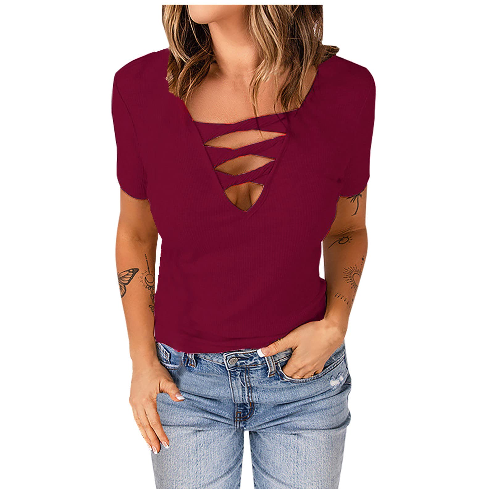 Women's Casual T-Shirts - Summer Cute Printed Tee, Loose Fit Plus Size Short Sleeve Blouse, Comfortable & Sexy Tunic Top for Everyday Wear, Outings & Date Nights