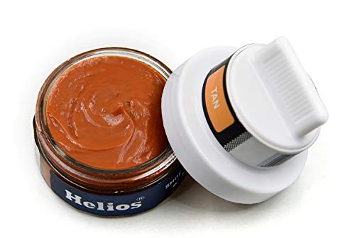 Premium Helios Shoe Polish Cream in Glass Jar with Applicator & Brush - Leather Conditioner for Boots, Dress Shoes & Bags | Long-Lasting Shine & Protection for Formal, Business & Special Occasions