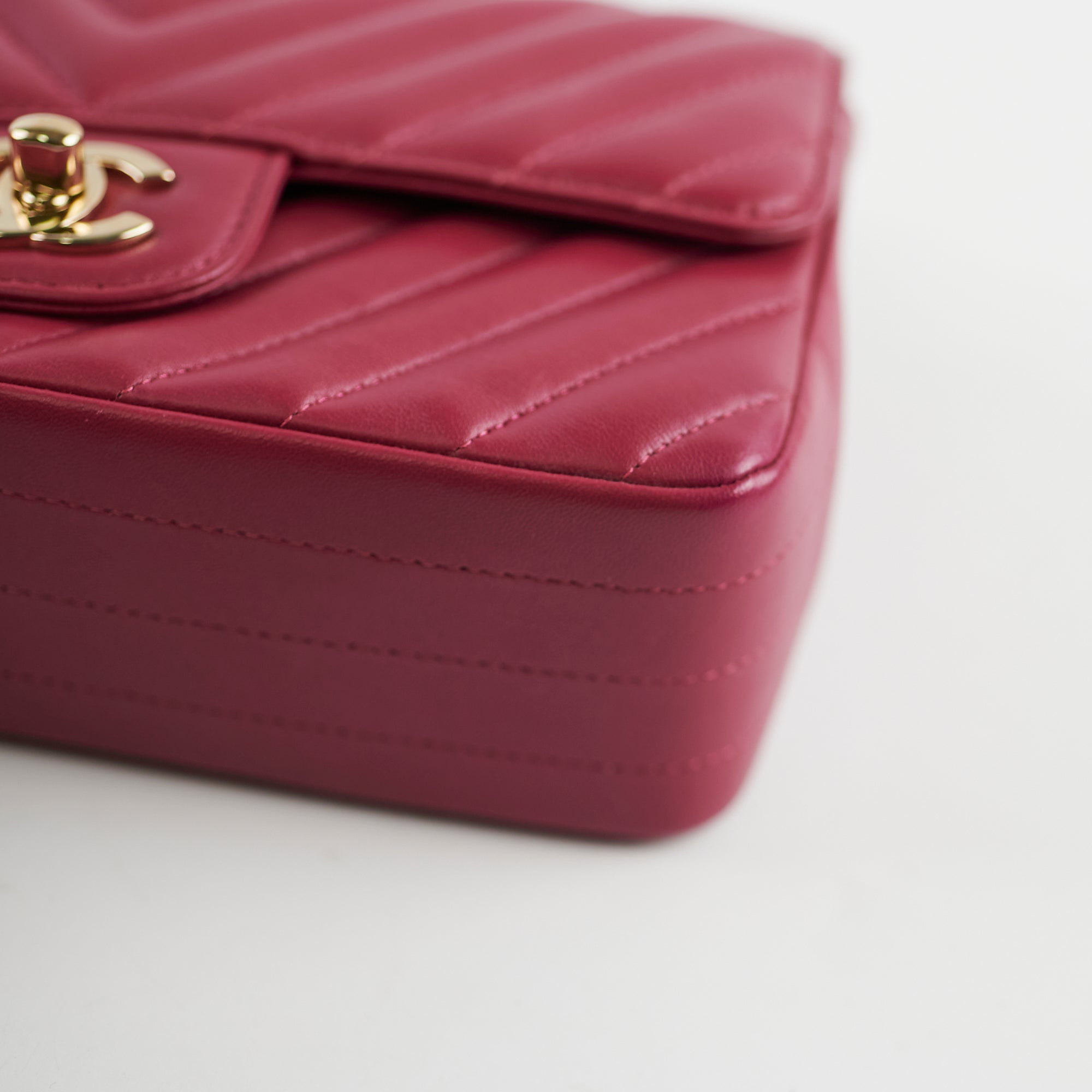 Chanel Mini Rectangular Bag in Dark Pink Chevron Lambskin Leather - Luxury Crossbody Purse for Women, Perfect for Date Night & Special Occasions
